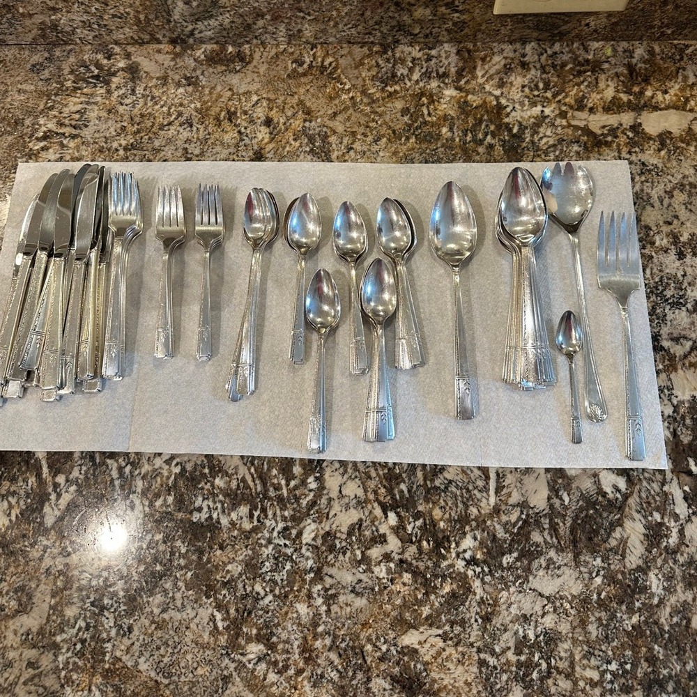 Vintage Oneida Grenoble Prestige Plate Silver Plated Flatware Mixed Lot 77 pcs